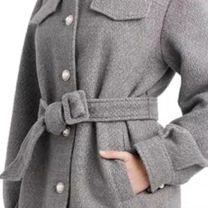 NwT - Laundry by Shelli Segal Embellished Button Coat Sz Large - color Grey